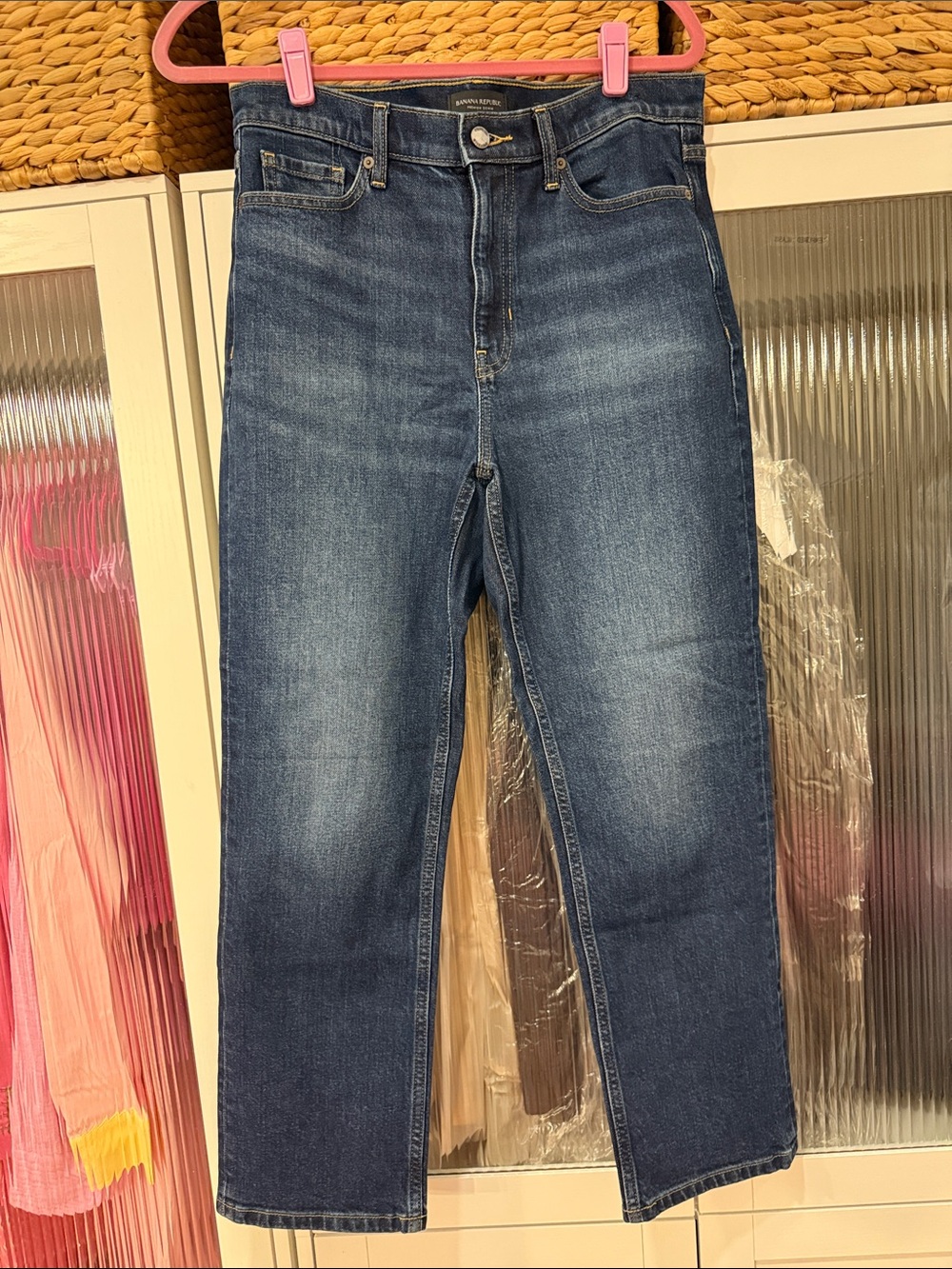 Women’s High-Rise Dark Blue Straight-Leg Jeans